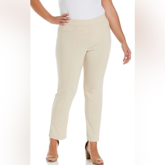 Rafaella Pants - Rafaella Cream White Knit Pant with Front Seam Women’s Size Large